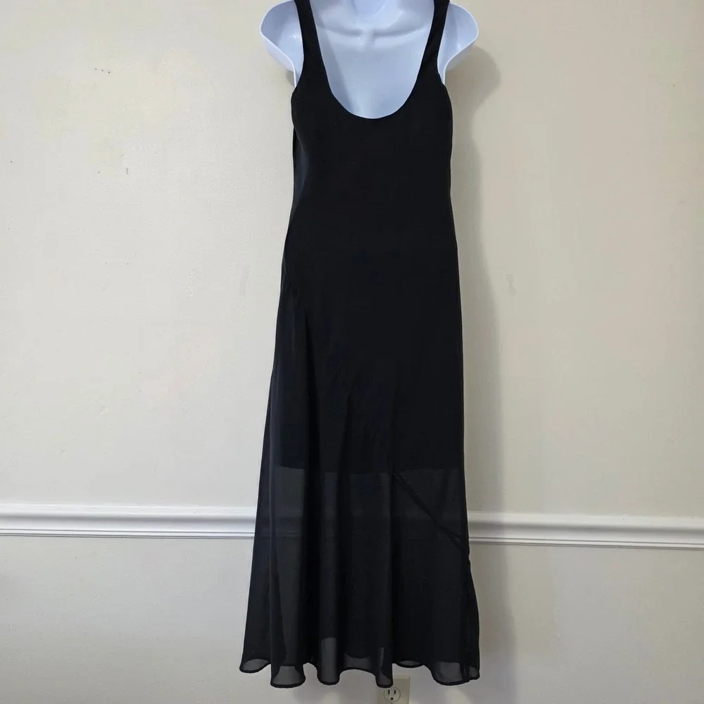 Black Witchy Sheer Overlay Slip Dress Sz S Goth Cowl Sleeveless Whimsigoth Fairy